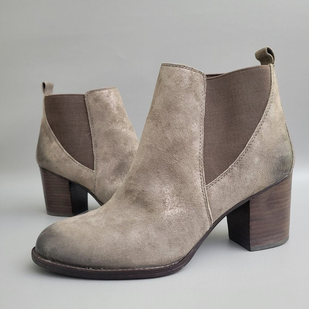 Sofft Women's Welling Boot Size 9.5 Chelsea Block Heel Brown Shimmer Pull On